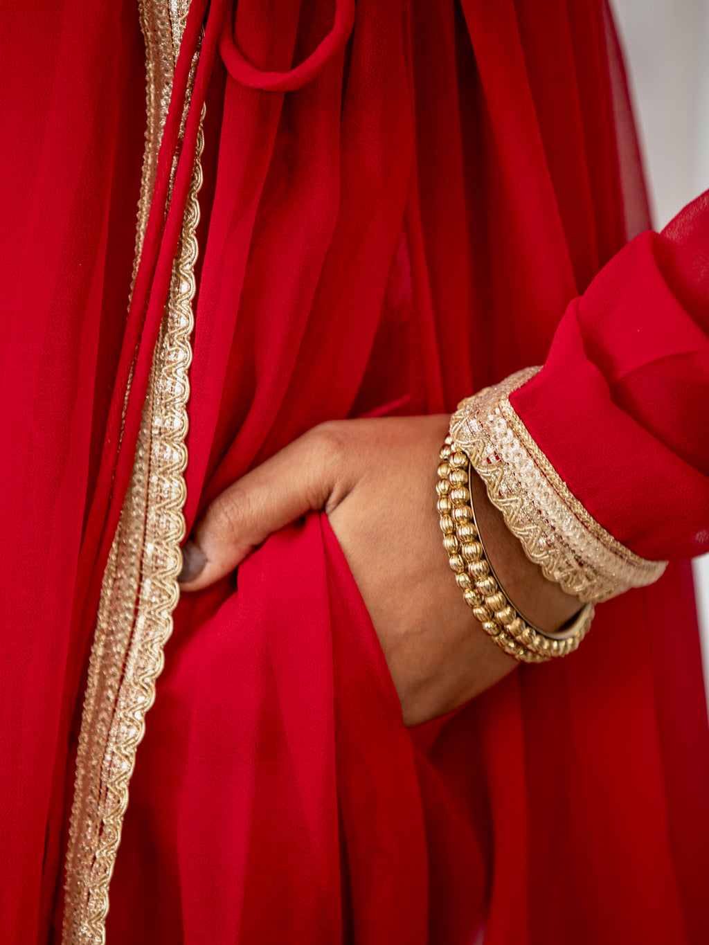 Raagini- Red Angrakha Anarkali Kurta Set with Dupatta