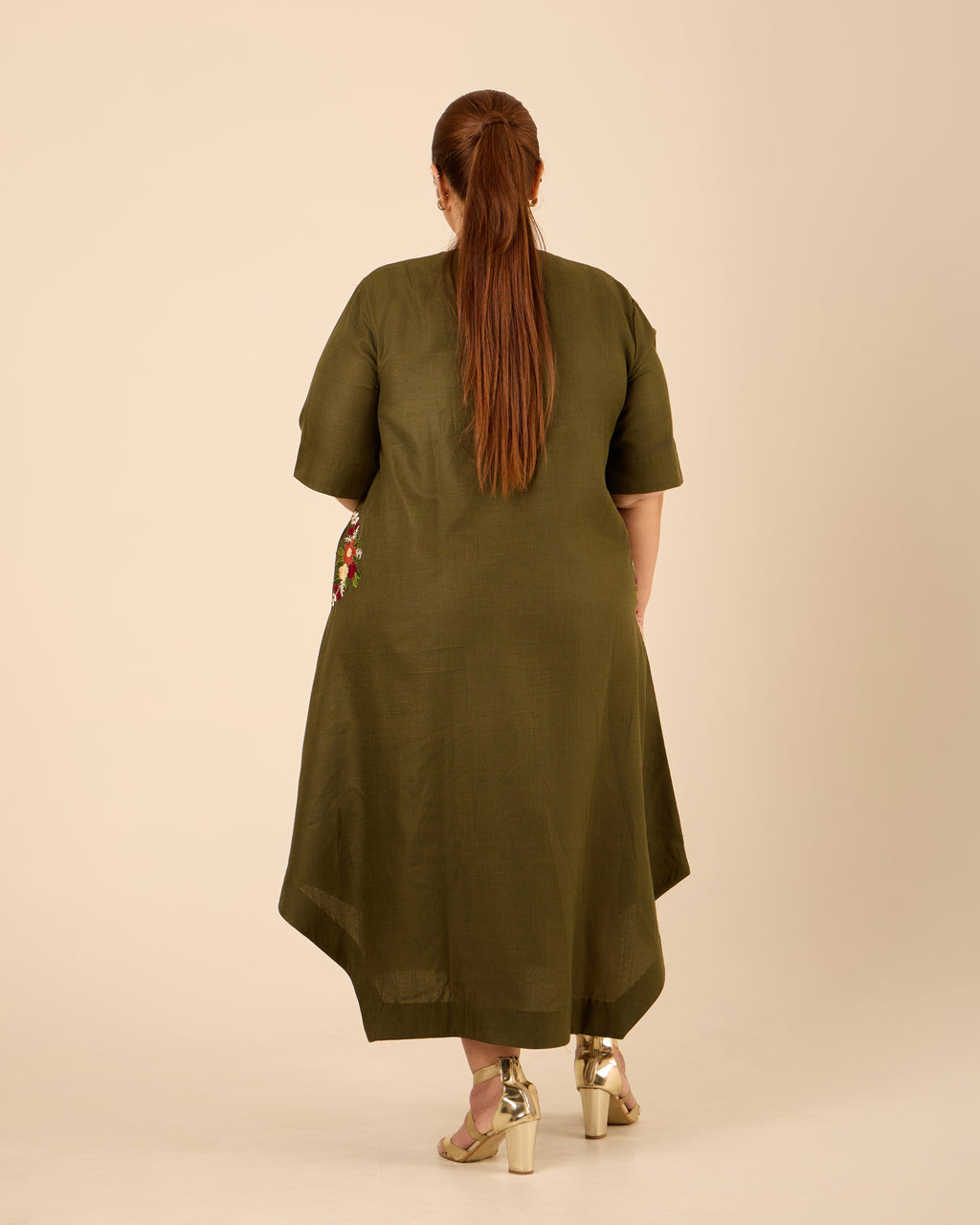 Gulbaani- Oversized A-line Embroidered Midi Dress