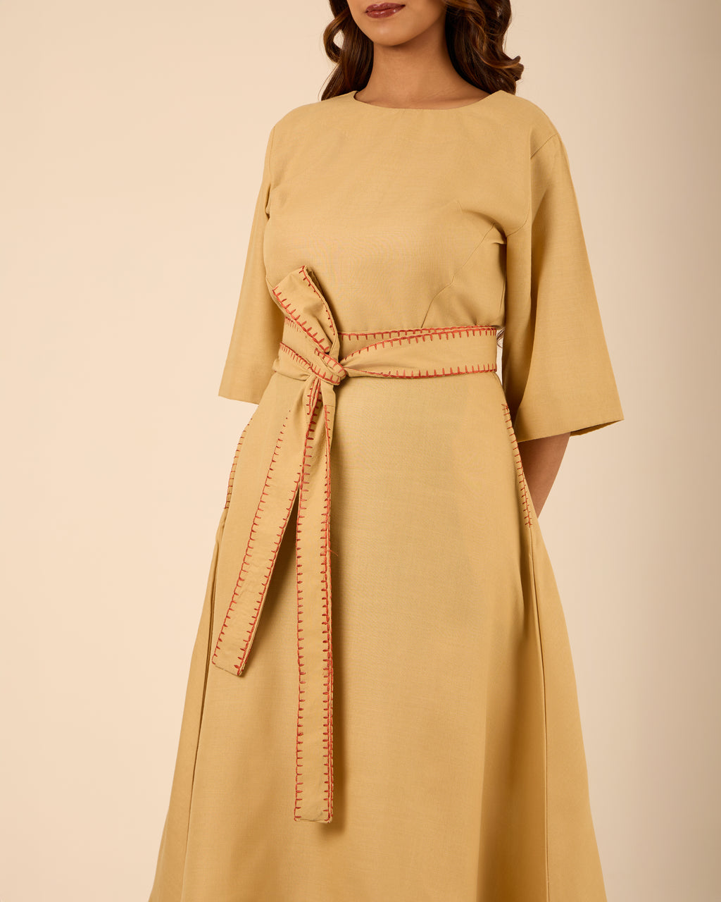 Zaroori- Fit & Flare Midi Dress with Long Belt