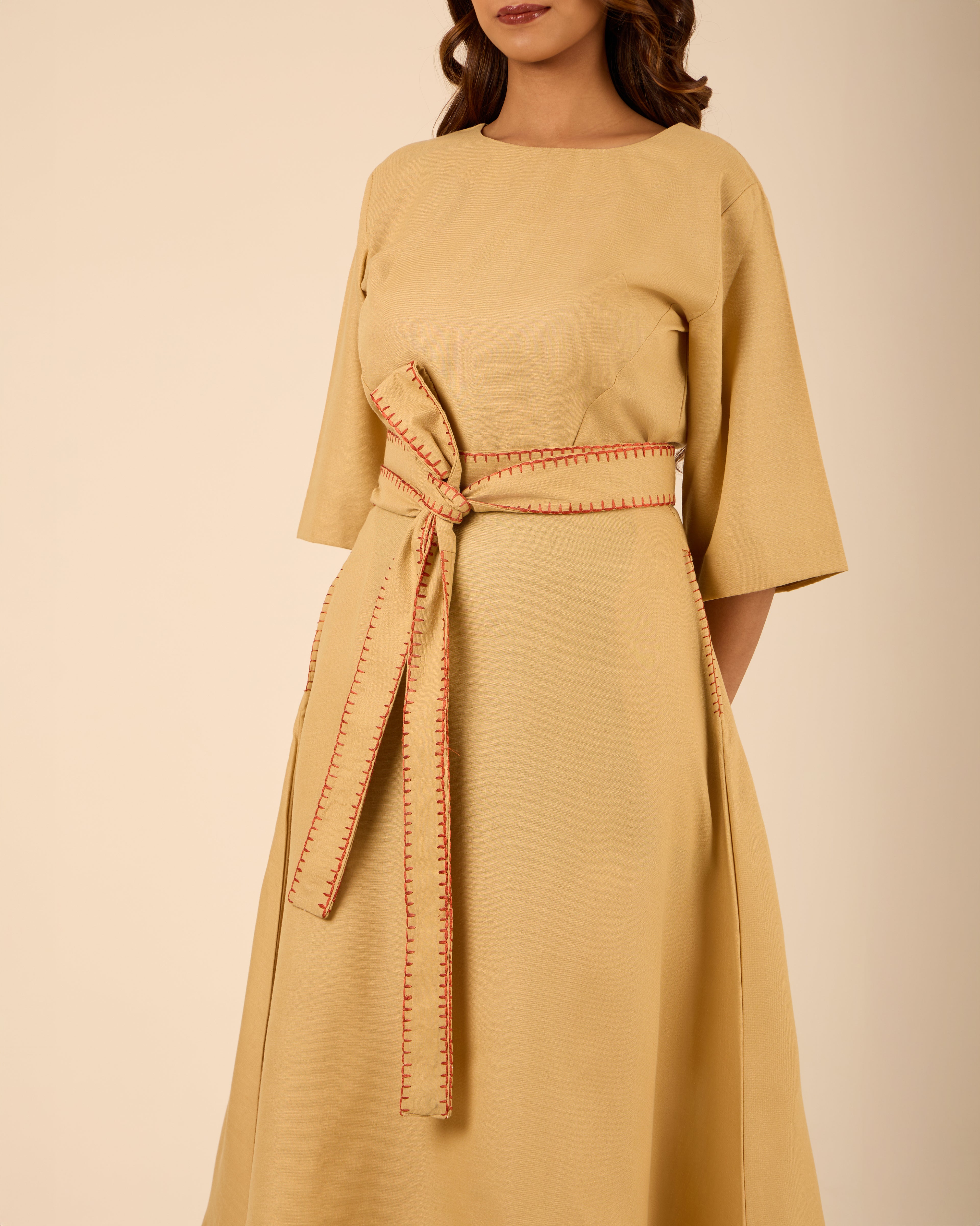 Zaroori- Fit & Flare Midi Dress with Long Belt