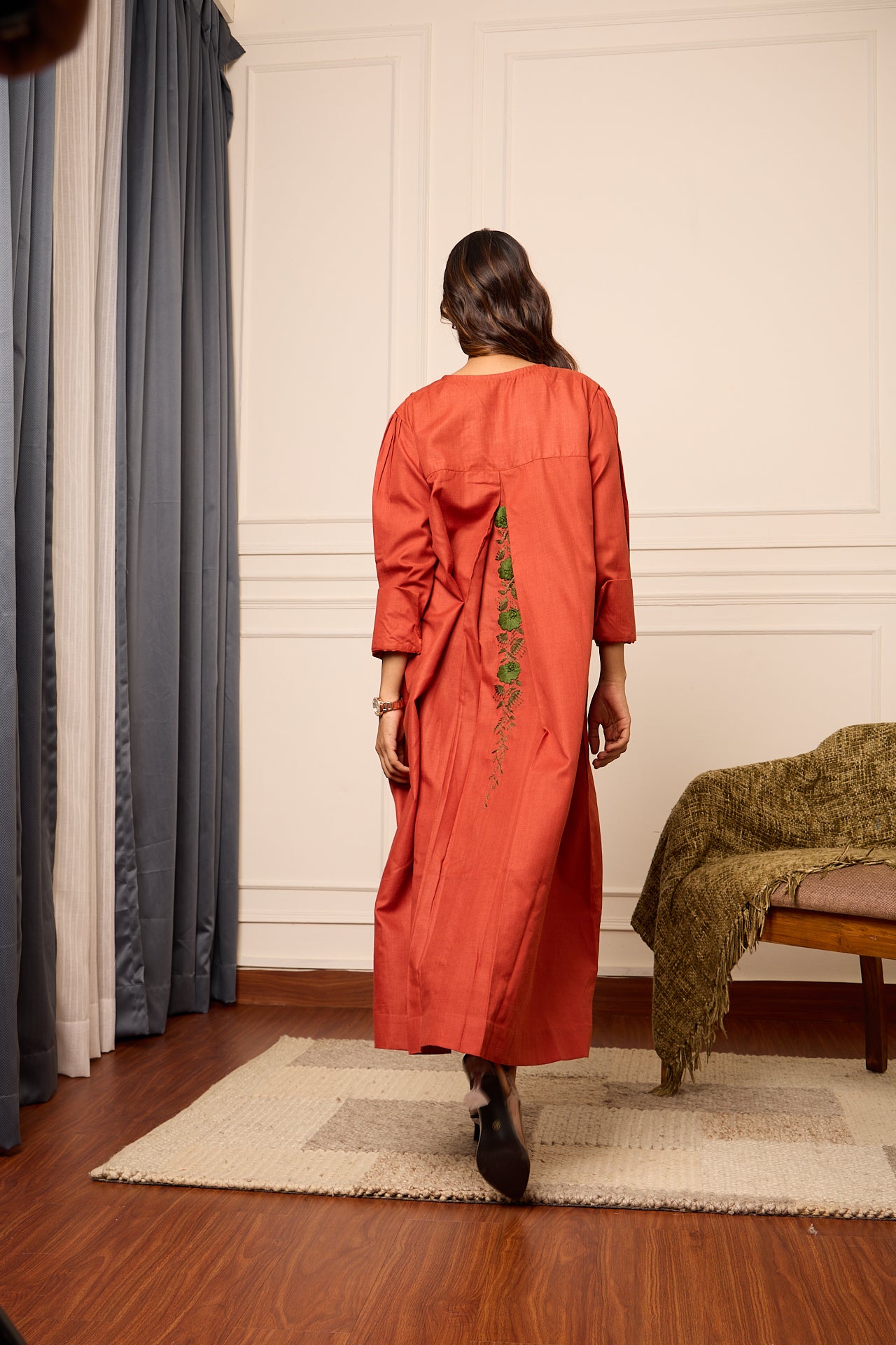 Bandhan- Long Embroidered Shirt Dress