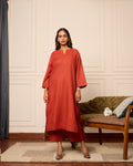 Riwaayat- High & Low Embroidered Kurta with Palazzo Rust