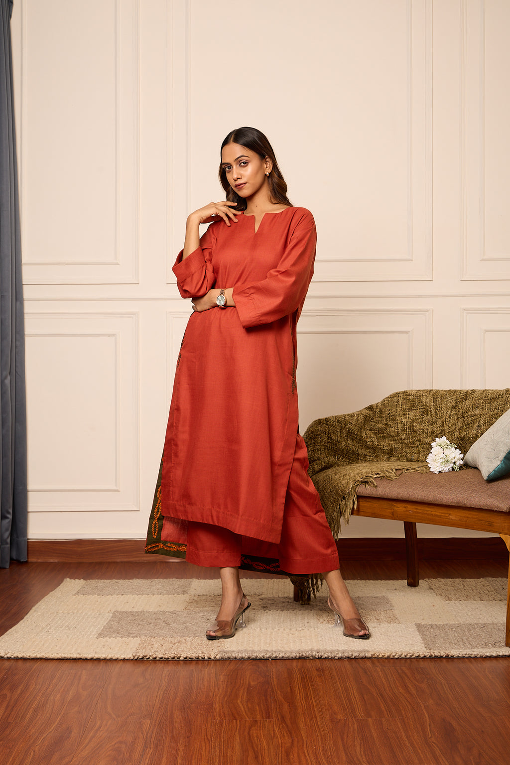 Riwaayat- High & Low Embroidered Kurta with Palazzo