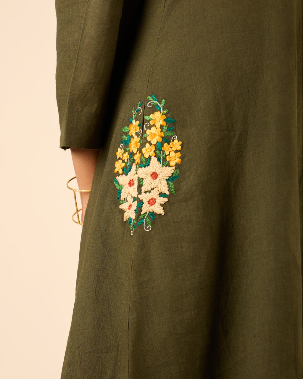 Gehraai- Long Asymmetric Embroidered Kurta with Palazzo