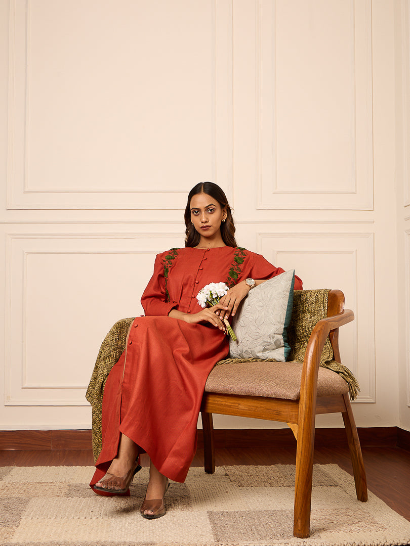 Bandhan- Long Embroidered Shirt Dress