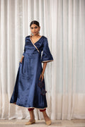 Raqs- Angrakha A-Line Kurta Set with Palazzo Blue
