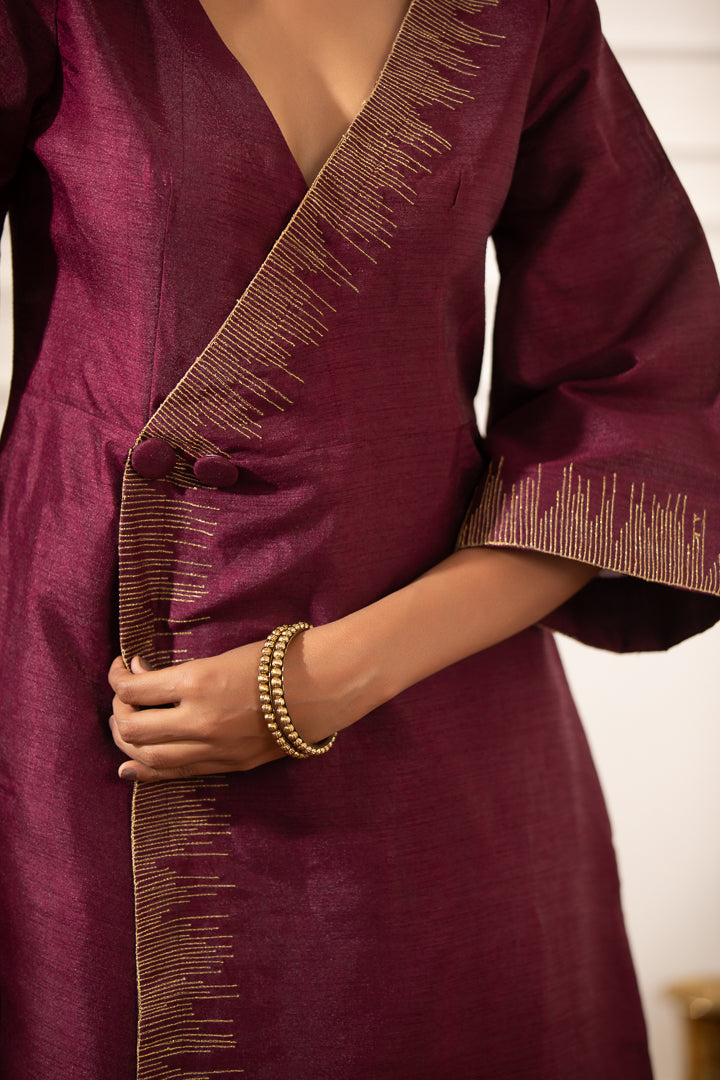 Taabir- A-line Angrakha Wrap Kurta Set