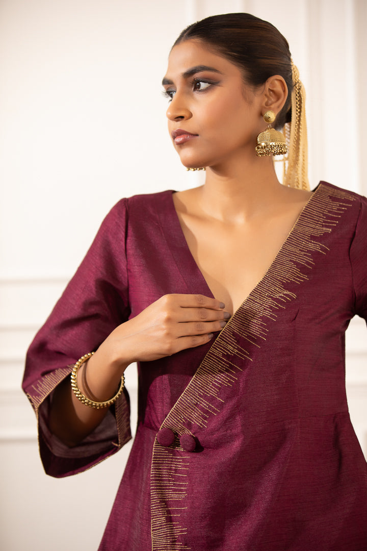 Taabir- A-line Angrakha Wrap Kurta Set