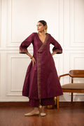 Taabir- A-line Angrakha Wrap Kurta Set Purple