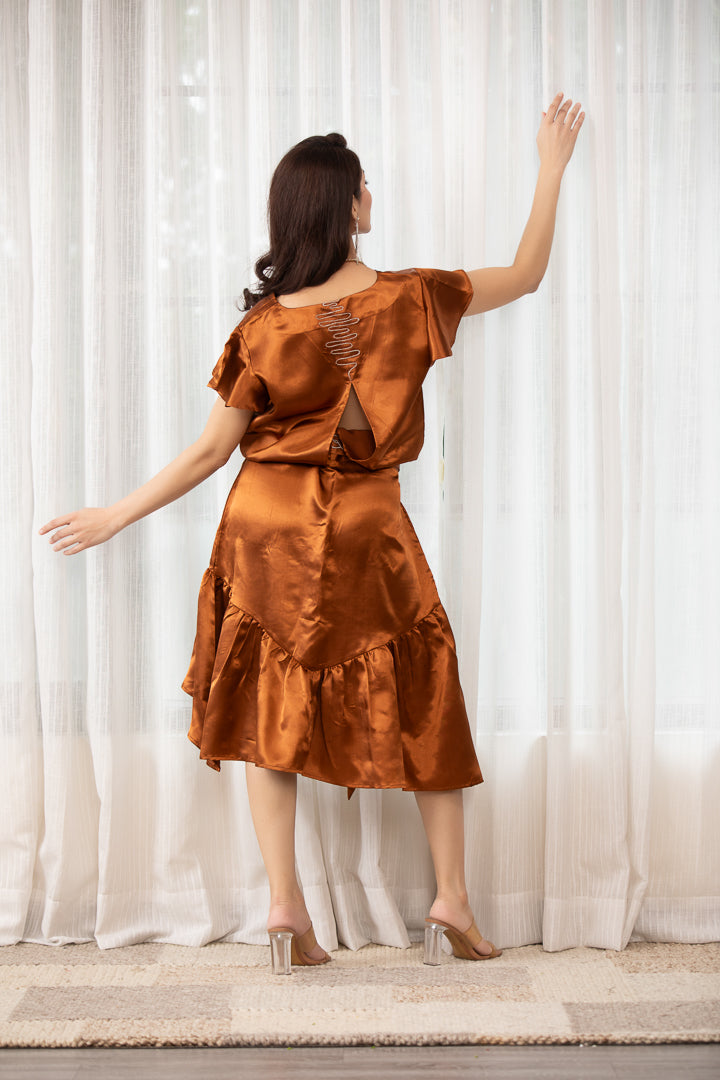 Antara- Angrakha Style Midi Dress with Belt