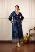 Naad- Angrakha Style Jumpsuit with Belt Navy